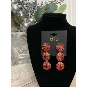 nOir Jewelry Gold Basketball Rhinestone Earrings